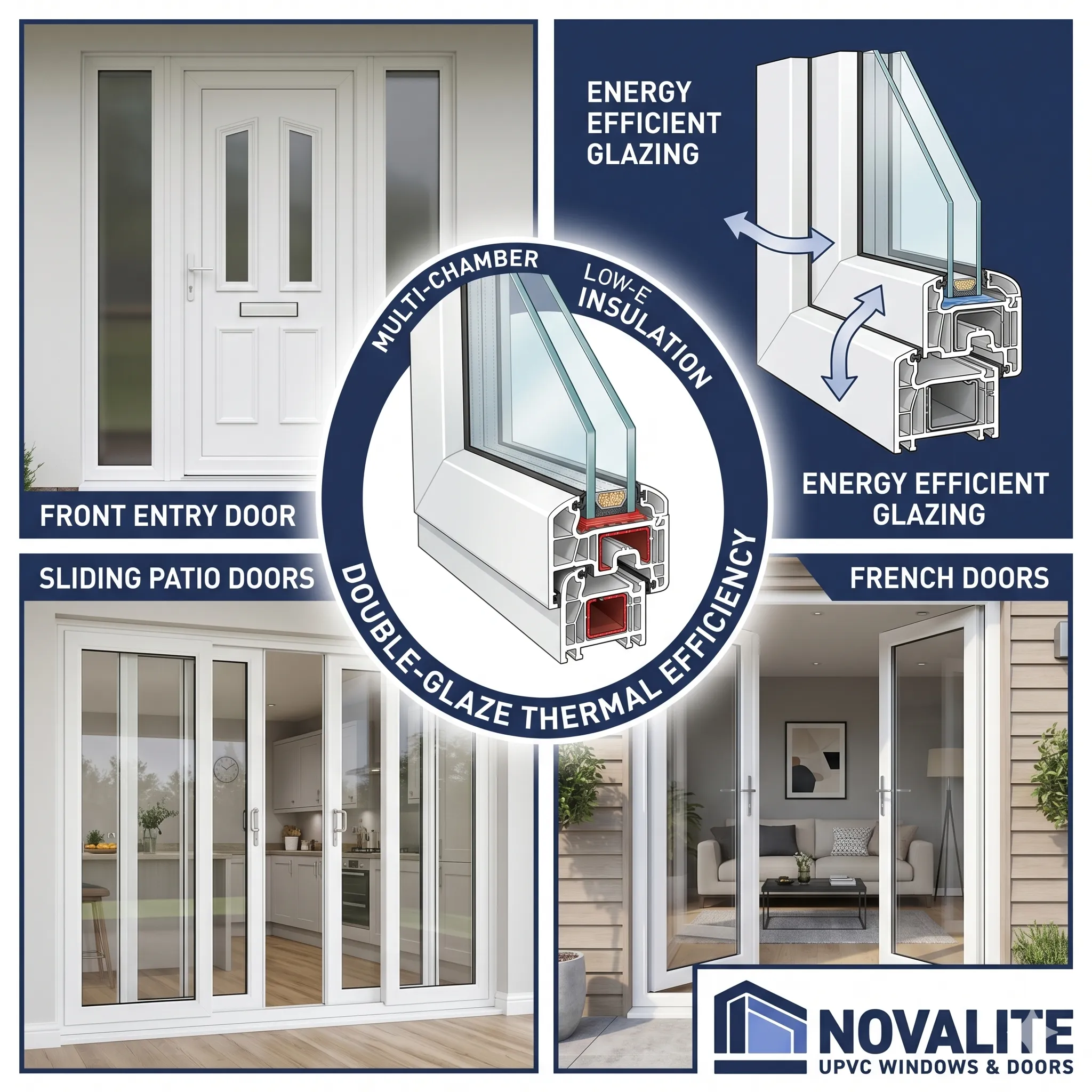 Double glazed uPVC doors Melbourne &mdash; energy efficient glazing with multi-chamber insulation and Low-E coating