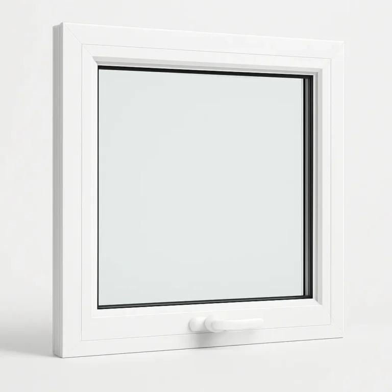 Awning uPVC window Melbourne — closed showing white uPVC frame and cranked hardware