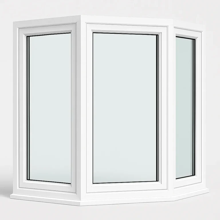Fixed uPVC bay window Melbourne showing wide three-panel configuration
