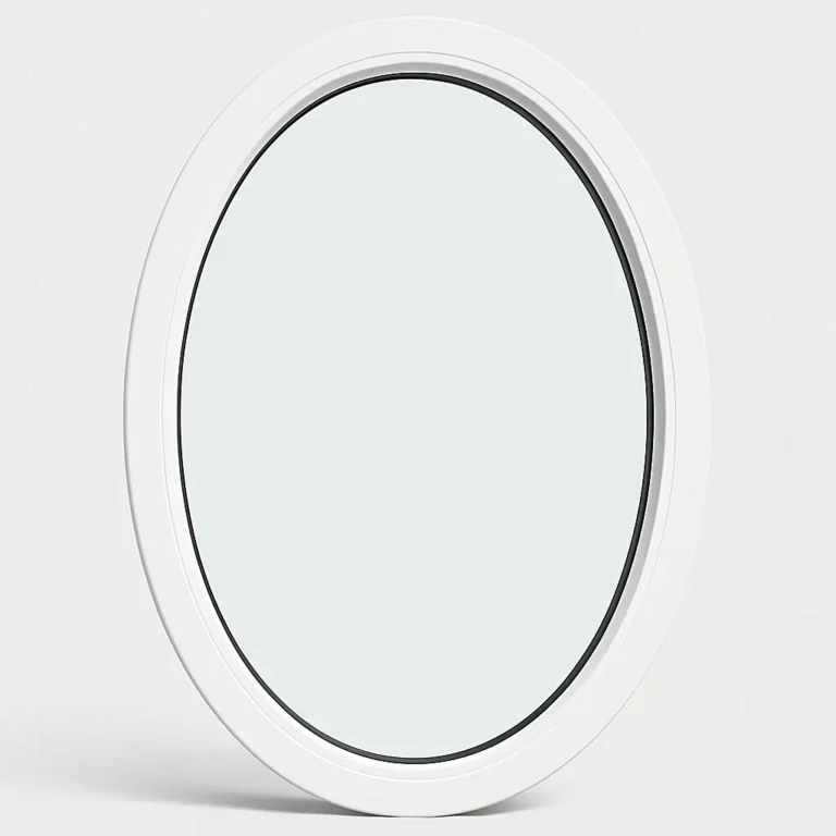 Fixed uPVC oval window Melbourne showing custom curved frame for heritage or architectural feature application