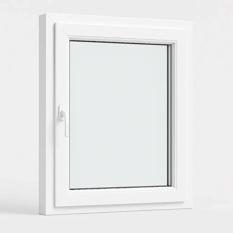Tilt and turn uPVC window Melbourne — closed showing white uPVC frame
